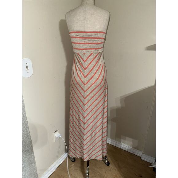 NWT Larry Levine Peach Tan Maxi Striped Dress Size XL - Picture 6 of 9